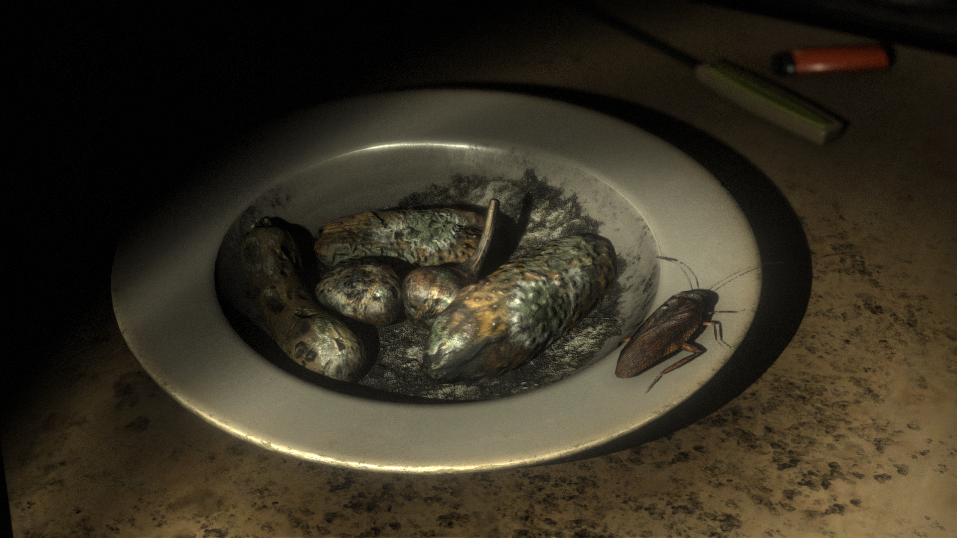 Dead Turn — decayed plate with insects